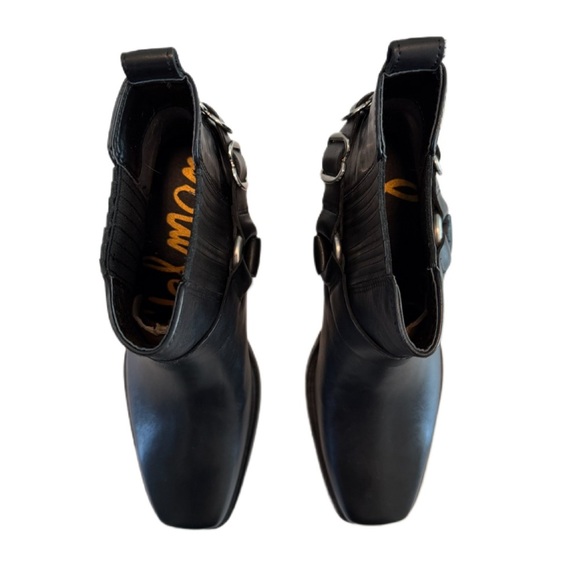 Sam Edelman Black Bellamie Square Toe Ankle Boot Bootie with Hardware - Size 6.5 - Picture 3 of 16